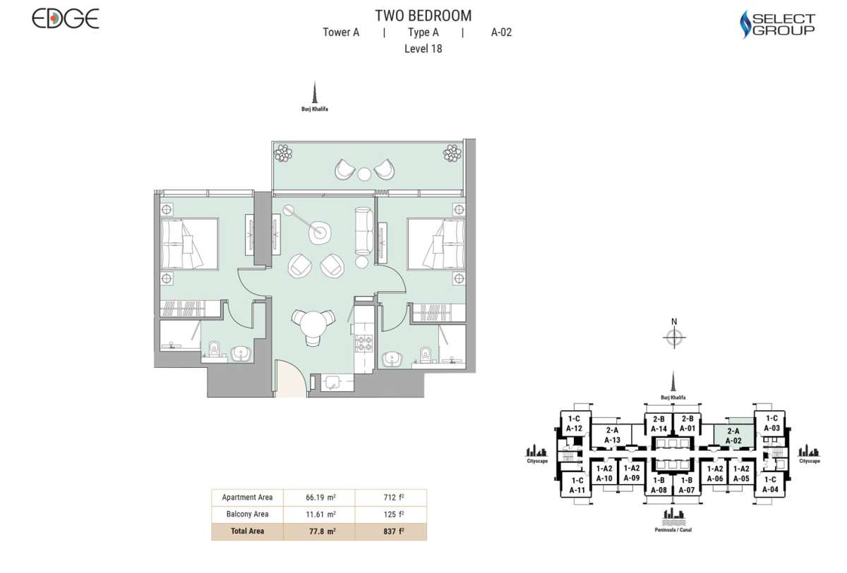 Type A, Level 18, A-2 - The Edge Tower 1